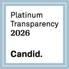 A badge labeled "Platinum Transparency 2026, Candid." with a light blue border.