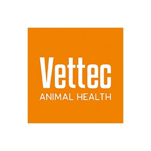 Orange square logo with white text reading "Vettec Animal Health" in bold, modern font.